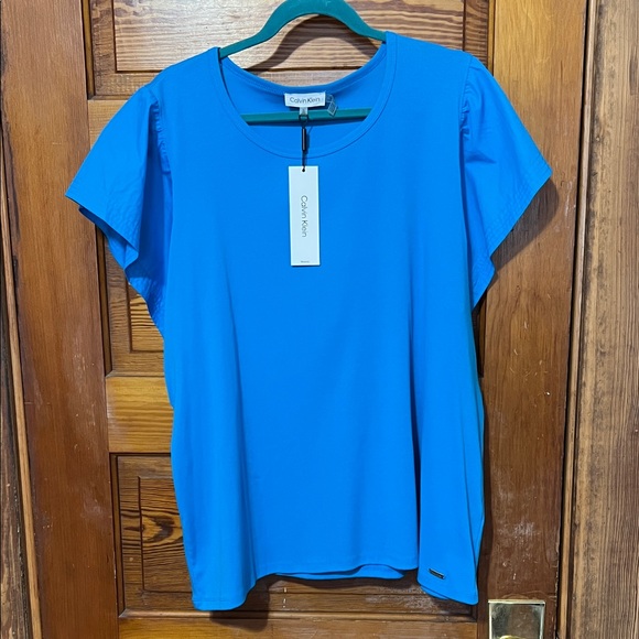 Calvin Klein Tops - NWT Calvin Klein Top Blue Short Sleeved Size 1x